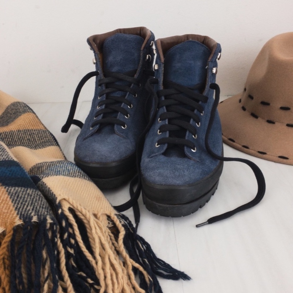 Vintage L.L. Bean • Blue Suede Hiking Boots
